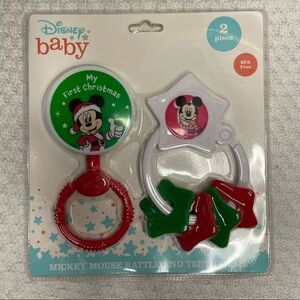 Disney Baby My 1st First Christmas Teether Rattles Toys NEW Newborn Crib Holiday